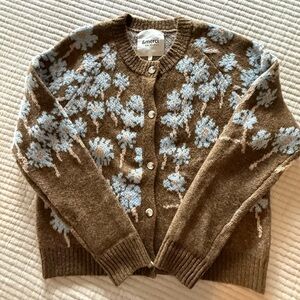 & merci Brown and Blue Floral Women's Sweater